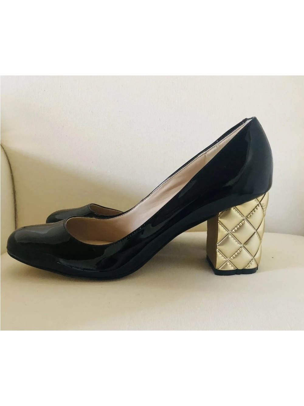 karl lagerfeld womens shoes patent leather pumps black size  8 made in paris